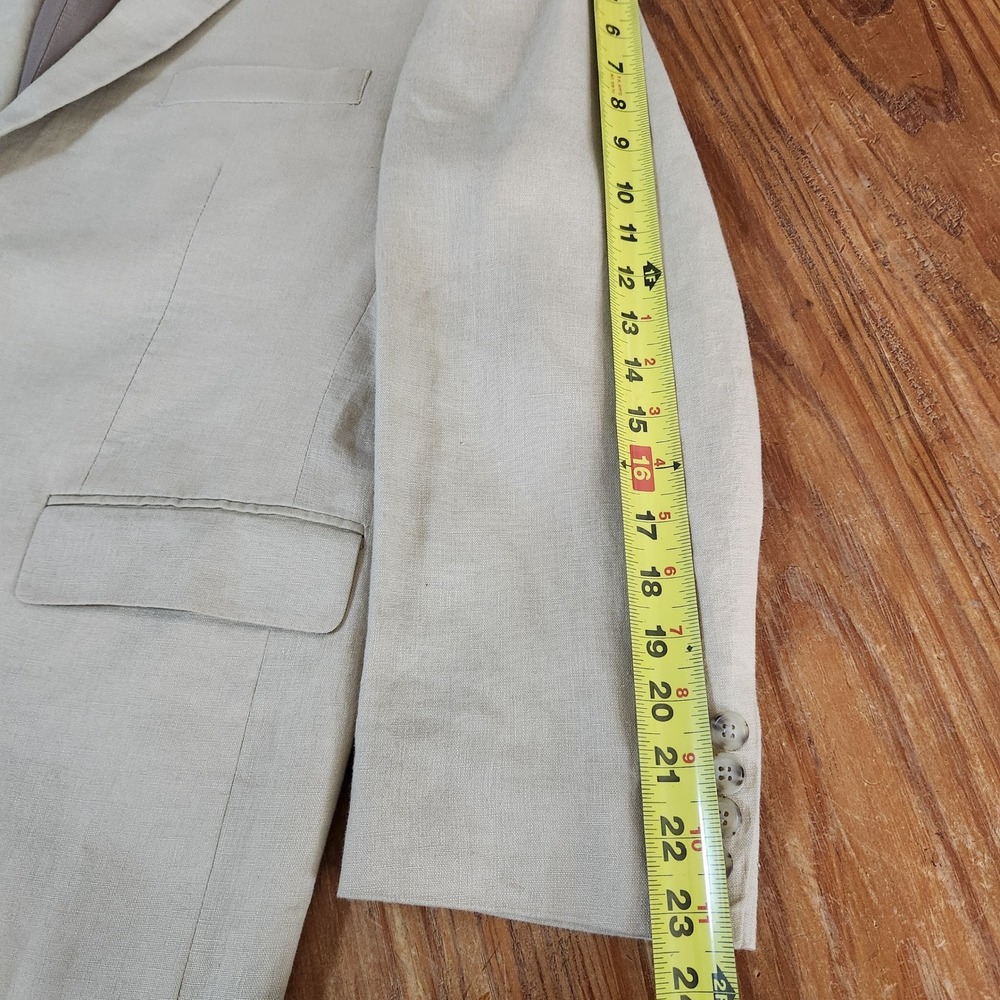 Pronto Uomo Platinum Men 44S 100% Linen Sports Coat Blazer Lined Beige Preppy - Picture 6 of 16